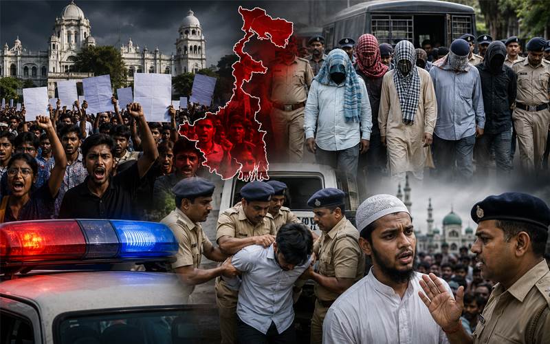 مغربی بنگال: نیٹ احتجاج کے بعد 14 گرفتار، 13 کے مسلمان ہونے کے دعوے پر تنازع؛ پولیس کارروائی پر سوالات